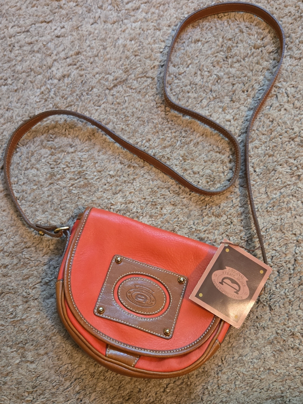 Vintage Etienne Aigner leather saddlebag crossbody purse With Original Tag